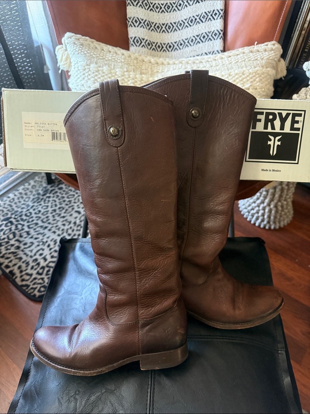 Frye Brown Leather Tall Pull-On Riding Boots